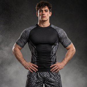 Custom Printed Short Sleeve <b>Swim</b> <b>Shirts</b> with Raglan Sleeves for Water Sports Brands and Apparel Wholesalers - Product Image 4