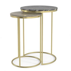 Antique Style Iron <b>Nesting</b> <b>Table</b> With <b>Marble</b> Top For Luxury Living Room Furniture And Elegant Home Interior Decoration - Product Image 4