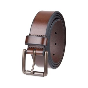Cinturón Casual de Cuero Genuino para Hombre, Hebilla de Cobre Rectangular, Diseño de una Sola Pieza, Color Sólido, Duradero - Product Image 1