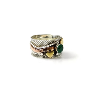 Modern Designer <b>Emerald</b> Gemstone <b>Ring</b> Crafted 925 <b>Silver</b> 6.7 Gram Wide Band Jewelry Anniversary Gift - Product Image 2