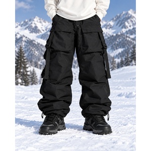 Pantalon de neige cargo imperméable et respirant bleu marine pour homme, fermeture éclair, grandes tailles, plusieurs poches, pour activités hivernales en extérieur - Product Image 3