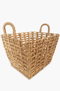 FARAS L Handwoven Water Hyacinth Storage <b>Basket</b> With Handles Natural Woven Organizer Home Decor Eco Friendly <b>Basket</b> - Product Image 3