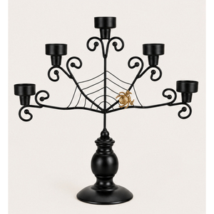 Candelabro de Metal con Diseño de Telaraña, 5 Brazos, Elegante, Negro, Centros de Mesa Espeluznantes para Halloween, Fiestas en Casas Encantadas y Decoración del Hogar - Product Image 3