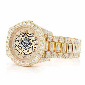 Reloj de Cuarzo de Acero Inoxidable con Diamantes de Laboratorio Chapado en Oro Amarillo Sólido, Estilo Hip-Hop, Resistente al Agua, para Uso Diario en la Oficina para Hombres - Product Image 1