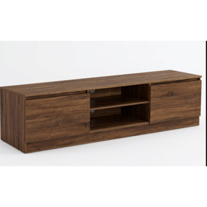 Mueble de TV Moderno de Madera de Mango Sólida con Acabado Marrón para Sala de Estar, con Almacenamiento Multifuncional para Apartamentos y Casas - Product Image 1