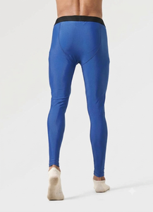 <b>Men's</b> Blue Full Length <b>Compression</b> Leggings Solid Color Elastic Waist 85% Polyester Material 180g Athletic <b>Tights</b> - Product Image 2