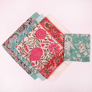 Pañuelo Bohemio de Algodón Ecológico, Estilo Vintage, Cuadrado, Estampado a Mano, para la Cabeza o el Cuello - Product Image 4