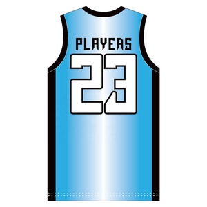 Ensemble de maillots de basket-ball personnalisés par sublimation, bleu clair, col en V, sans manches, uniformes respirants, unisexe pour adultes - Product Image 2