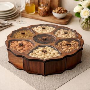 Caja de especias de madera más vendida con 7 compartimentos y tapa de madera, tradicional Masala Dabba para almacenamiento en la cocina, disponible para la venta. - Product Image 5