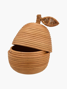Cesta de mimbre vintage con forma de pera para niños, con tapa, cesta decorativa con forma de fruta, cesta de almacenamiento de juguetes para la habitación de los niños, decoración del hogar - Product Image 3