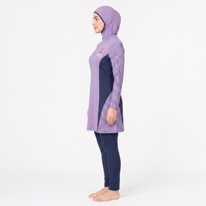 Traje de Baño Burkini Modesto de 3 Piezas para Mujer, de Alta Calidad, Personalizable, con Corte Alto en la Parte Delantera, Espalda Descubierta, Estampado, Transpirable y de Secado Rápido - Product Image 3