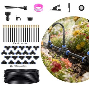 Kit d'irrigation goutte à goutte pour jardin avec buses de brumisation flexibles à 360 degrés, système d'arrosage automatique de pelouse en PVC, tuyau en PVC - Product Image 1