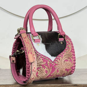 2026 New Personalized Genuine <b>Leather</b> <b>Tooled</b> Western Speedy Bag Cowhide <b>Leather</b> Floral Handcrafted Lady Shoulder Speedy Handbag - Product Image 3