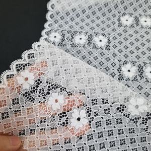 Tissu en dentelle extensible florale légère, largeur 20 cm, nylon élasthanne, bord festonné, dentelle douce pour lingerie, robe, tissu de mariée - Product Image 4