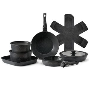 Set di Pentole Antiaderenti in Granito da 17 Pezzi con Manico Staccabile, Salvaspazio, per Piani Cottura a Induzione, per Cucina e Camper - Product Image 1