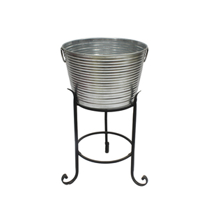 Galvanized Metal Beverage Tub with Stand and Bottom Tray Oval Ice Bucket <b>Drink</b> <b>Cooler</b> for Wine Beer Outdoor Party Bar Supplies - Product Image 5
