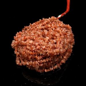 Natural Flashy Sunstone Smooth Freeform Chips Shape Loose Gemstone Beads Strands 4-5mm Orange Beads For Jewelry Making Wholesale - Product Image 2