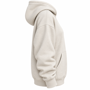 Sweat à capuche pour femme, couleur unie, épaules tombantes, en molleton, décontracté, respirant, poignets côtelés, poche kangourou, style automne, 350 g/m² - Product Image 3