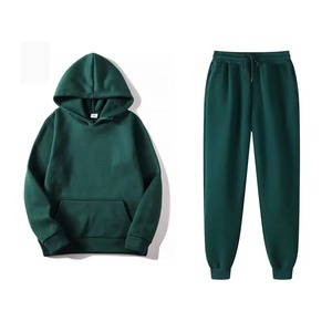 Ensemble sweat-shirt à capuche bleu et pantalon de jogging pour homme, tricoté, couleur unie, tenue décontractée pour l'automne - Product Image 2