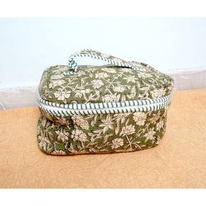 Indian Quilted Cotton Eco-Friendly Reusable Hand Block Print Zipper Closure Lightweight Foldable Large Makeup <b>Case</b> Three Piece - Product Image 2