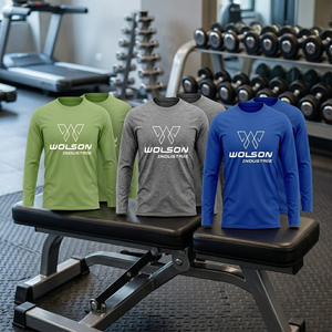 Camiseta Deportiva Profesional para Hombre, Casual, Manga Larga, Cuello en V, Spandex/Poliéster, Absorbe la Humedad, Transpirable, Ecológica, para Gimnasio - Product Image 3