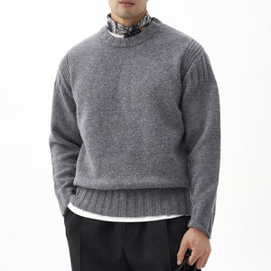 Pull à col rond pour homme, tricot personnalisé, col rond jacquard, cachemire, laine mérinos, tricot torsadé, fabricant de vêtements OEM - Product Image 2
