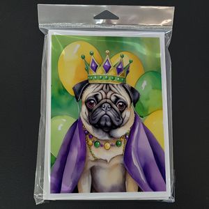 Pug King of Mardi Gras <b>Greeting</b> <b>Cards</b> Pack of 8 Whimsical A7 Blank <b>Note</b> <b>Cards</b> with Envelopes 5x7 Size - Product Image 3