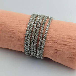 Silver Plated <b>Fine</b> <b>Jewelry</b> <b>Set</b> 11151747WH_2.4-Crystal Stone Bangles - Product Image 1