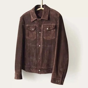 <b>Men</b>’s Brown <b>Suede</b> Leather Trucker <b>Jacket</b> – Custom Made - Product Image 1