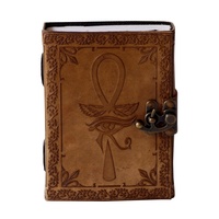 Carnet de notes en cuir fait main Eye Horus, couverture rigide, motif œil gaufré, design vintage, couleur anthracite, format 7x5, carnet de croquis, agenda de voyage