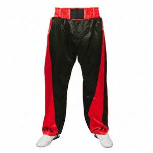 Pantalon d'entraînement MMA avec panneaux latéraux rouges, équipement de kickboxing, bas de tenue professionnel en satin durable pour arts martiaux - Product Image 1