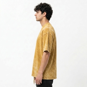 เสื้อยืดคอตตอนทรงโอเวอร์ไซส์ ย้อมสีแบบ Stone Washed หนานุ่ม ทรงหลวม ไหล่ตก สไตล์วินเทจ ซีดจาง  รักษ์โลก ใส่สบาย สตรีทแวร์ - Product Image 3