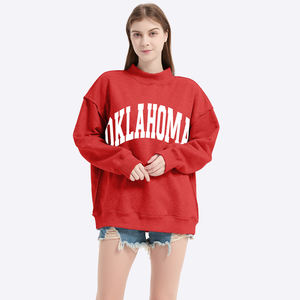 เสื้อสเวตเชิ้ตคอเต่าผ้าฝ้ายแบบกลับด้านได้ พิมพ์โลโก้ตามสั่ง ขายดีสำหรับผู้หญิง ทรงโอเวอร์ไซส์ - Product Image 1