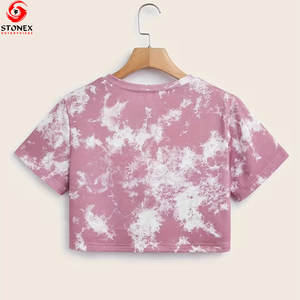 Wholesale 100% Cotton Short Sleeve Breathable Graphic <b>Tie</b> <b>Dye</b> <b>T</b> <b>Shirts</b> <b>Women's</b> Colorful Tshirt Casual Crop <b>T</b>-<b>shirts</b> for <b>Women</b> - Product Image 3