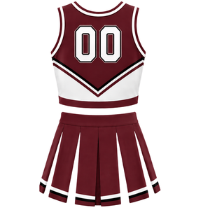 Ensemble d'uniforme de cheerleading bordeaux : Crop top et jupe plissée pour compétition de danse d'équipe, tenue de performance sportive - Product Image 2