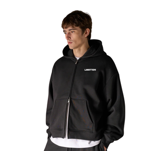 Men's <b>Full</b> <b>Zip</b> <b>Hoodie</b> Tracksuit Set Custom Logo <b>Zip</b> Up Hooded Sweatshirt Straight Leg Drawstring Trousers Regular Fit Streetwear - Product Image 3