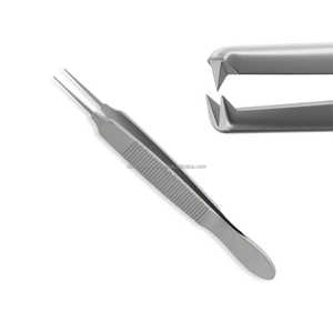 Fórceps de primera calidad de 4,2 pulgadas recto 1x2 dientes instrumento de microcirugía certificado CE Acero inoxidable OEM Etiqueta Privada - Product Image 4