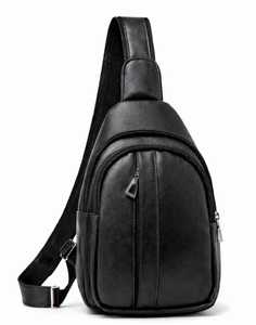 ZOLO LEATHERS Men's Genuine Leather Crossbody <b>Bag</b> Zipper Closure Custom Size Fashion Style Durable Design <b>Black</b> for Daily Use - Product Image 1