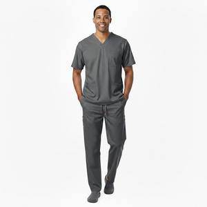 Wholesale Custom Men's Premium Cotton Polyester Scrub <b>Set</b> Twill Fabric Soft Touch Athletic Fit Medical Uniforms Luxury Scrub - Product Image 1