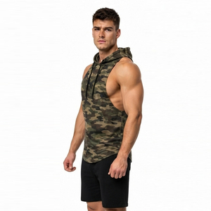 Chaleco Deportivo con Capucha y Estampado de Camuflaje, Transpirable, Sin Mangas, para Hombre, de Algodón y Poliéster, para Gimnasio - Product Image 3