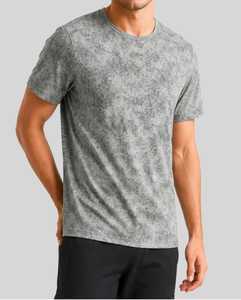 T-shirt pour homme gris uni à manches courtes, col rond, 100% coton, logo tricoté sur le devant, séchage rapide, coupe classique, vêtements décontractés - Product Image 3