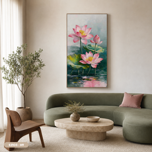 Peinture sur soie de fleurs de lotus peintes à la main de la marque HALO, style impressionnisme, décoration murale en provenance du Vietnam - Product Image 5
