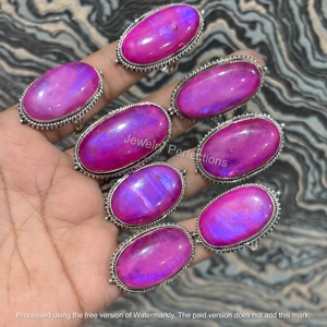 Wholesale Trending 925 <b>Silver</b> Plated Oval Moonstone <b>Rings</b> Bulk Natural Gemstone Bezel <b>Set</b> Bohemian Fashion Jewelry Engagement - Product Image 2