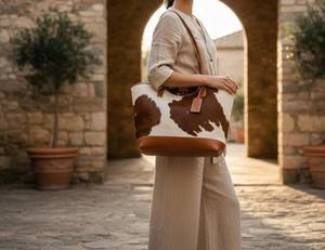 Bolso Tote de Cuero Marrón Genuino para Mujer, con Cierre de Cremallera, Regalo de San Valentín, Bolso de Compras LTB-0474 - Product Image 6