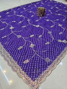 2.4 Meter Traditional Lehenga Dupatta Vintage Cutwork Border Heavy Rainbow Sequence Embroidery Viscose Faux Fur Quick Dry Sun - Product Image 2