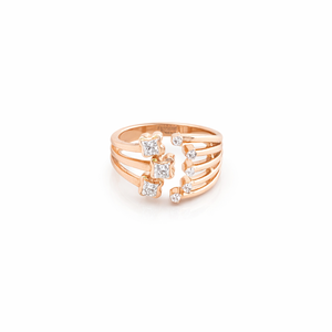 Namivaa 18K Rose Gold Multi Band <b>Open</b> <b>Ring</b> Modern Geometric Crossover Design Women Daily Wear Fine Jewelry High Polish Gift - Product Image 1