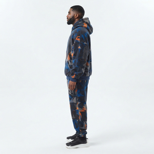 Survêtement sublimé pour homme, coupe ample, décontracté, 100 % polyester polaire, style streetwear, hiver, avec capuche, jogging, survêtement de sport - Product Image 3