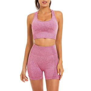 Ropa Deportiva con Logotipo Personalizado, Shorts y Bra de Yoga, Conjunto Deportivo de 2 Piezas para Mujer, Spandex y Poliéster - Product Image 1