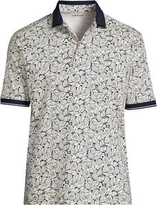 เสื้อโปโลแขนสั้นพิมพ์ลายดอกไม้สำหรับผู้ชายของแลนด์สเอนด์ผ้าฝ้ายอ็อกซ์ฟอร์ดระบายอากาศได้ดีสวมใส่สบายทรงปกติ - Product Image 1