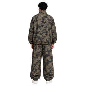 Custom Woodland <b>Camo</b> Men Tracksuit Set Lightweight Zip Up Windbreaker <b>Jacket</b> Loose Jogger Pants Streetwear Wholesale OEM Hoodies - Product Image 4
